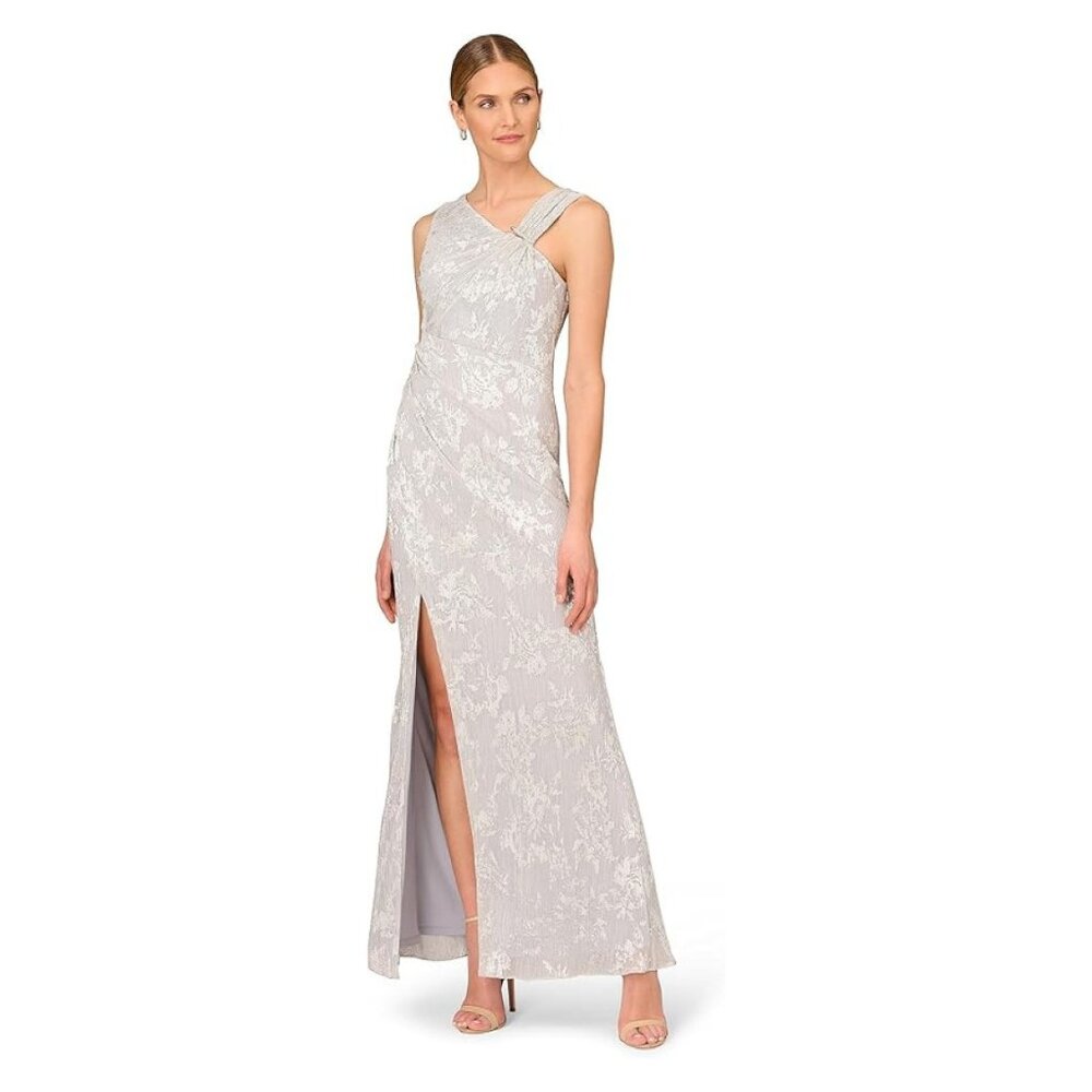 Aiden Mattox Pleated Foil Mermaid Gown NWT 2